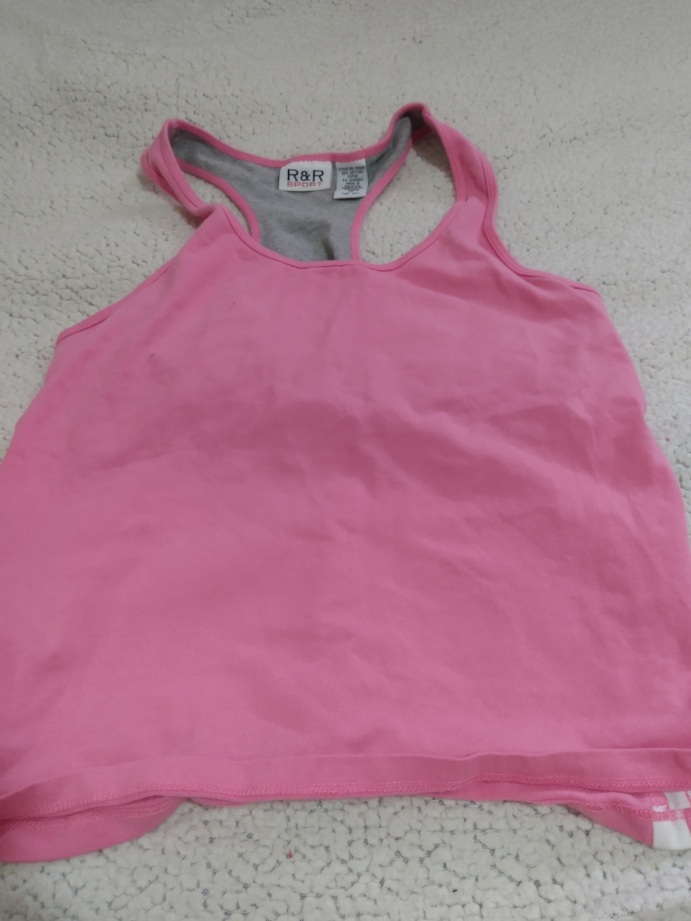 R&R Sport Grey & Pink Trim Racerback Tank